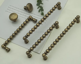 Antique Bronze Bead Cabinet pulls ,Unique drawer handles ,Dresser knobs aged ,kitchen Hardware