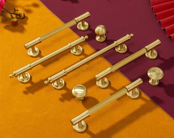 Solid Brass Drawer Pulls ,Gold Cabinet Handles and Knobs ,Unique Kitchen door  pulls