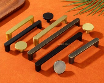 Black Brass Cabinet Pulls: Antique Bronze Drawer handles , Dresser Knobs , kitchen furniture pulls hardware
