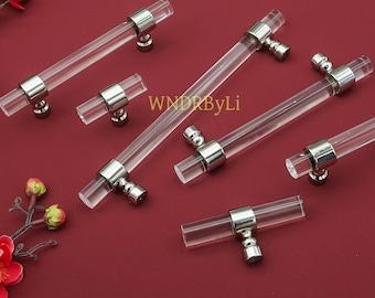 Poignées de boutonnage en acrylique transparent : poignées de tiroir dorées et argentées, poignées de porte de salle de bain