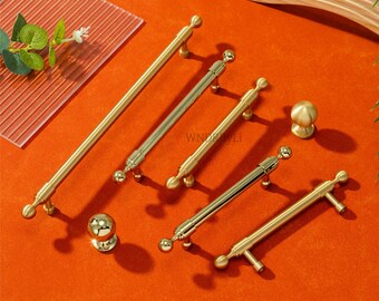 Solid Brass Kitchen Cabinet Handles Knob: Polished Gold Chrome Drawer knobs and pulls -