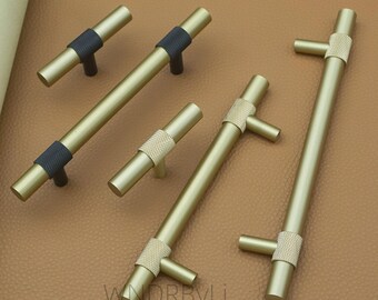 Poignées de tiroir en laiton massif : boutons de tiroir noirs, poignées de porte de cuisine, quincaillerie d'armoire