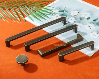 Solid Brass Cabinet Knobs Pulls: Coffee Bronze Drawer handles ,Black kitchen furniture pulls hardware