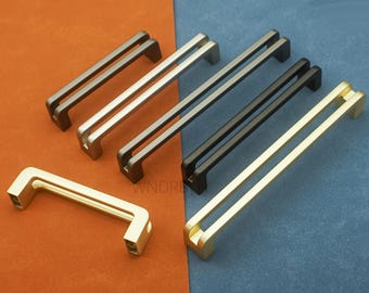 ブラック引き出し取っ手ノブ：真鍮製キッチンキャビネットハンドル、亜鉛合金製取っ手ノブ