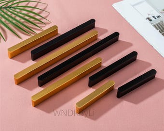 Gebürstetes Messing Schubladenknäufe: Schwarze Schrankgriffe, Küchentürknauf-Hardware