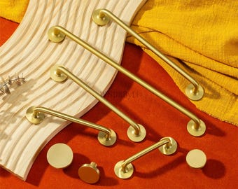 Maniglie per ante di mobili da cucina in ottone massiccio: pomelli e maniglie per cassetti dorati - pomello rotondo per cassettiera