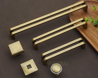 アンティーク真鍮製キッチンキャビネットハンドル ハードウェア：亜鉛合金製ノブと引き出し取っ手