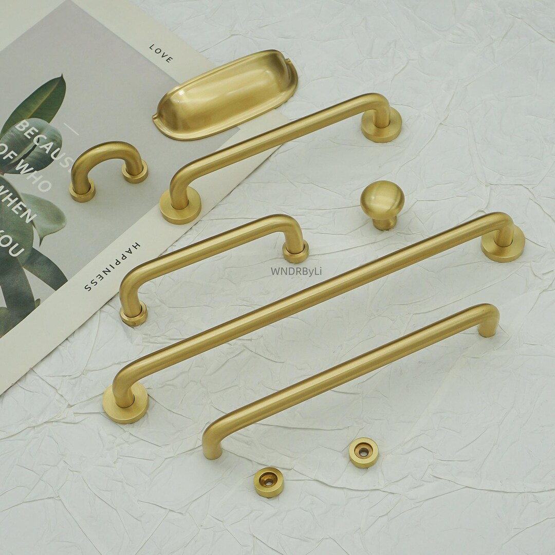 Solid Brass Cabinet Knobs and Pulls ,gold Kitchen Cabinets Handles ...