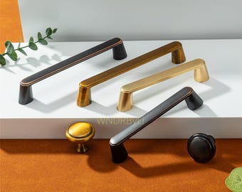 Black Copper Drawer Pulls ,Brass Cabinet Door Handles , Retro Style Kitchen Knobs Hardware