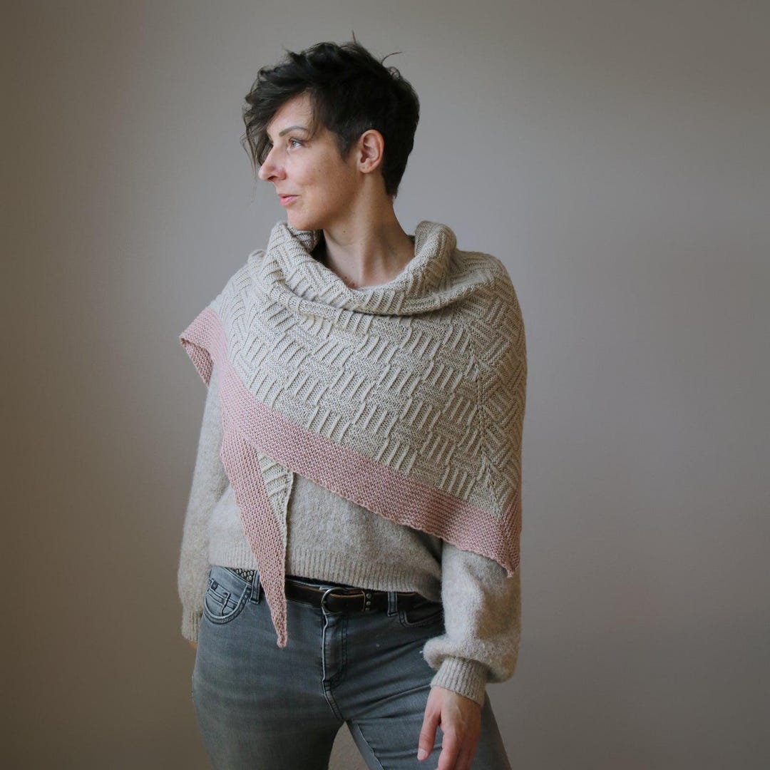 Memory Code Shawl Knitting Pattern – Geometric Knit Purl Design (PDF ...