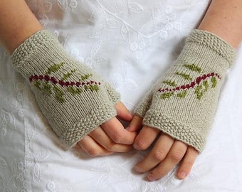 Embroidered Wrist Warmers Knitting Pattern – Amrei Sport Weight Knit (PDF)