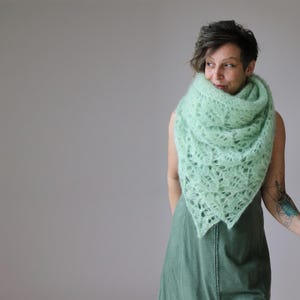 Matcha Mood Knitting Pattern PDF – Easy Rectangular Lace Shawl