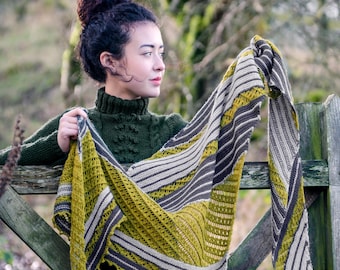 Tamdou Shawl Knitting Pattern PDF – Asymmetrical Fingering Weight Lace & Garter Shawl, Easy Colorful Knit