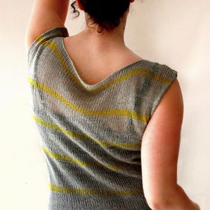 Otherside Top Knitting Pattern PDF – Fingering Weight Summer Tee with Stripes, Easy Breezy Knit