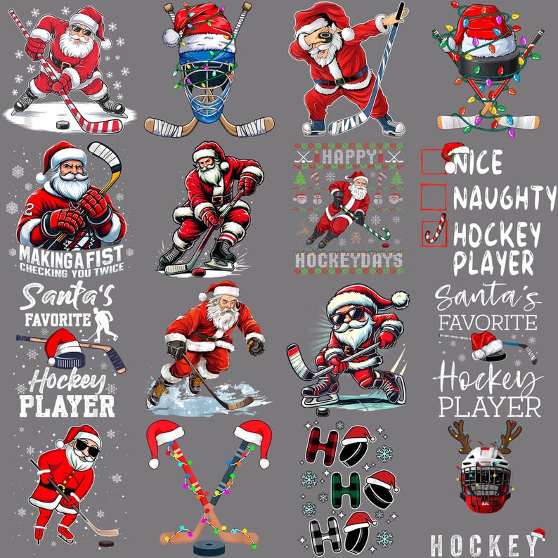 Ice Hockey Dabbing Santa Claus PNG, Funny Hockey Player Christmas ...