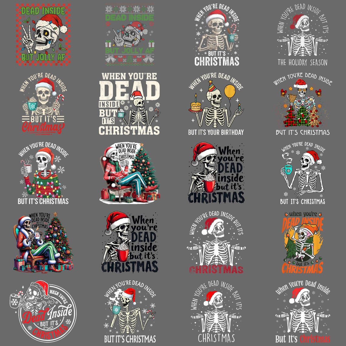 Dead Inside but Its Christmas Lights PNG Funny Holiday Quote