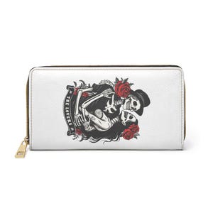 Skull Design Zipper Wallet: Gothic Romance PU Leather Accessory