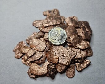 Natural Native Copper Hammered Flat Nuggets  - for Crafts and Collectors   2 oz Lot