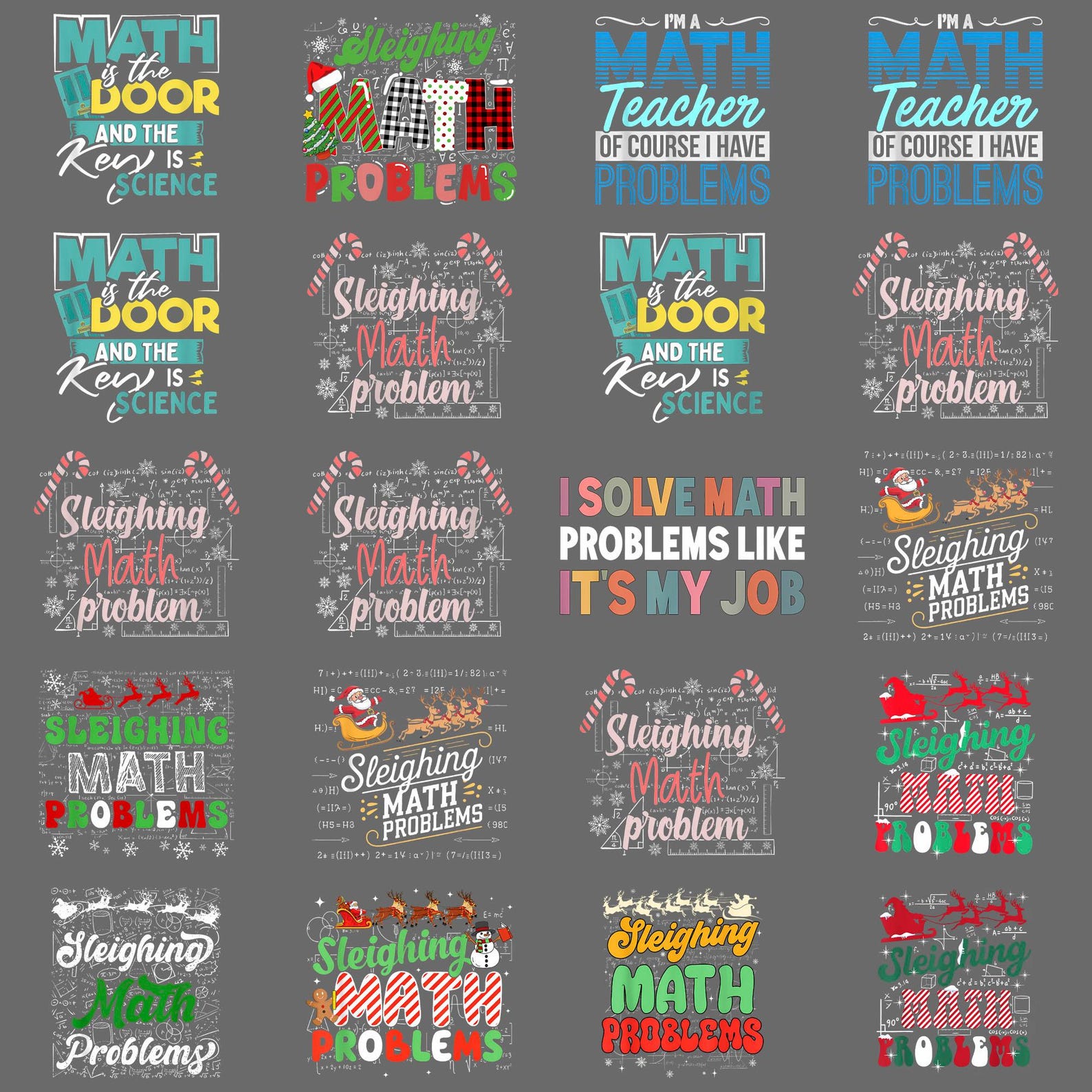 Slay Math Sleighing Math Problems Teacher Christmas PNG, Funny Sarcastic School ...