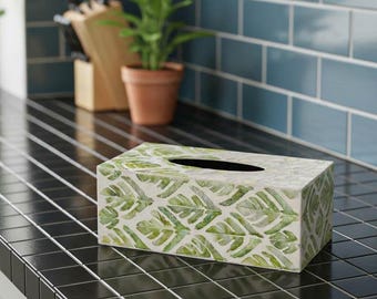 Serviettenblumenmuster Box Cover, dekorativer Serviettenhalter, grüne Serviettenbox