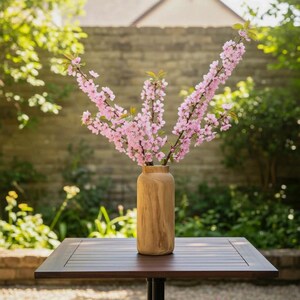 Tall Wood Vase, Rustic Farmhouse Decor, Natural Wood Home Accent image 2