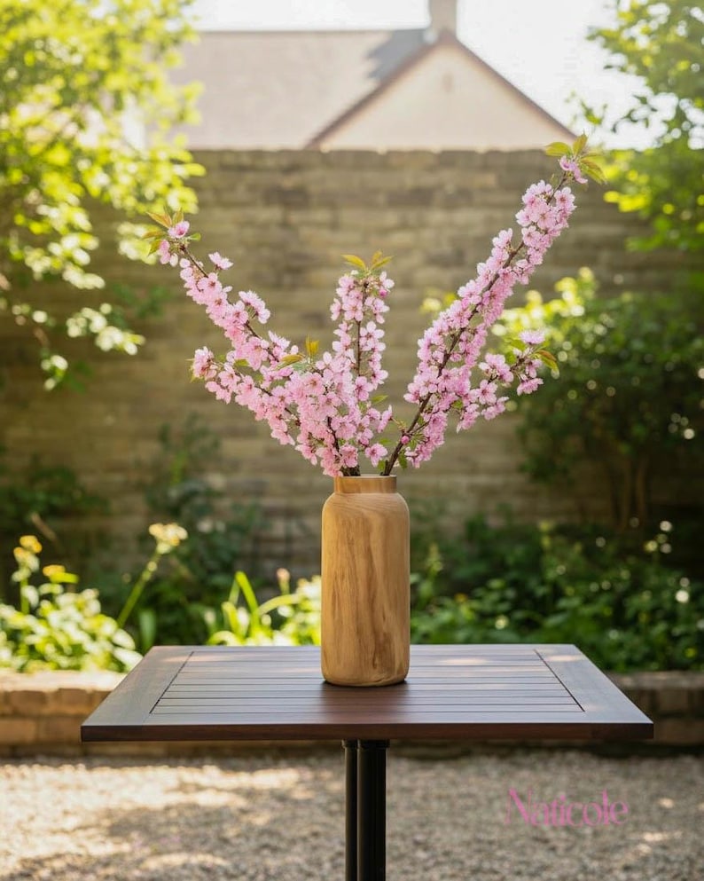 Tall Wood Vase, Rustic Farmhouse Decor, Natural Wood Home Accent image 2