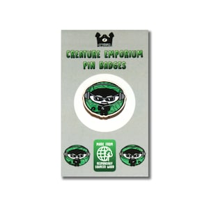 No Evil Monkey - Wooden Pin Badge - Hear No Evil, Speak, See, Graffiti, Pins