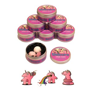 Unicorn Bomb Pack - 3x Bathbombs, 3x Stickers - Pink Tin - Bath, Bombs, Sticker Pack, Gift tin, Unicorn, Graffiti, Art