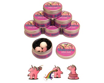Unicorn Bomb Pack - 3x Bathbombs, 3x Stickers - Pink Tin - Bath, Bombs, Sticker Pack, Gift tin, Unicorn, Graffiti, Art
