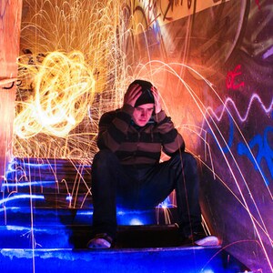 Troubled Mind - Light Graffiti Canvas Print - Ltd Edition of 25 -  Long Exposure, Light, Art Photography. Moody, Vibrant, Lighting, Colour