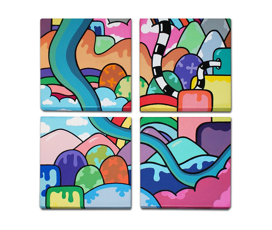Juicy Landscape 4 X Painted Graffiti Canvas. Urban Pop Etsy