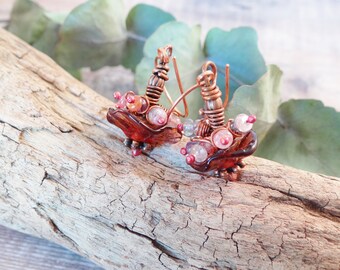 Petite, Colorful Spinel Gemstone, Handmade Earrings, Elegant Earrings, Copper Earrings, Yeelen Spirit Designs, Bijoux, Fait Main à Lyon