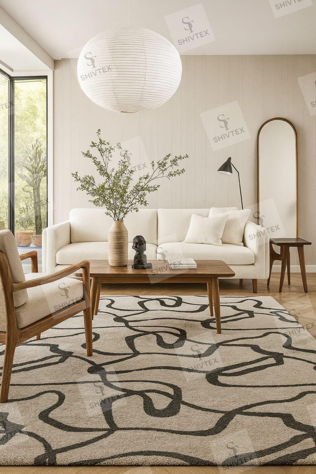 Abstract Rug Minimalistic Handmade Abstract Area Rug – Black Line Art, Minimalist Decor - Etsy