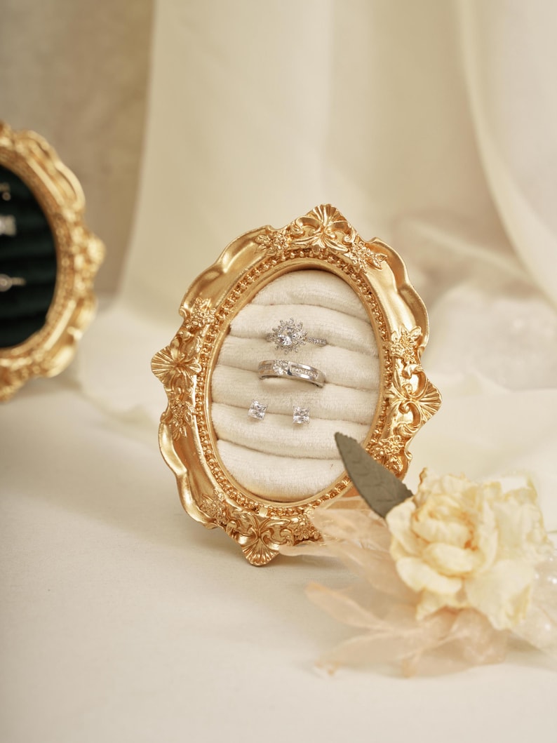 Ornate Ring Holder, Vintage Jewelry Display Decor, Frame Jewelry Organizer, Bridesmaid Gift for Weddings