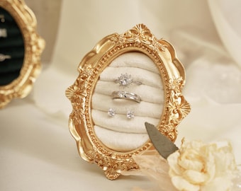 Porta anelli decorato, decorazione per esposizione di gioielli vintage, organizer per gioielli con cornice, regalo per damigelle d'onore per matrimoni