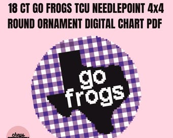 TCU Inspired Needlepoint Chart, Go Frogs, 4x4 Round (PDF Download)
