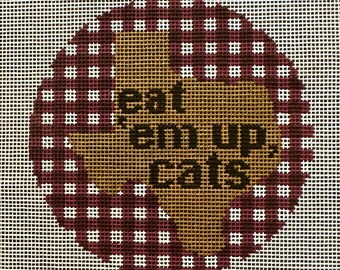 Texas State University Eat 'Em Up Cats Inspired Needlepoint Canvas (4x4 Design)