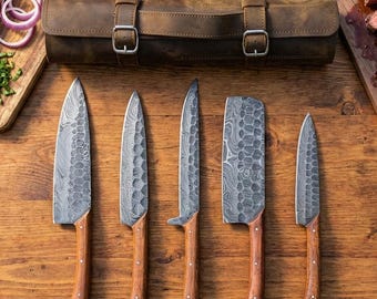 Ensemble de chef en acier damas, ensemble de chef damas forgé à la main, couteau de chef damas, couteau de cuisine, ensemble de couteaux pour barbecue en acier damas faits main cadeau HOMME