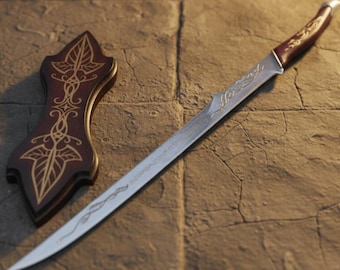 Handgjort Hadhafang-svärd, Arwen Evenstar Elven-svärd, Ring of Power-filmreplika, Aragorns cosplay-rekvisita