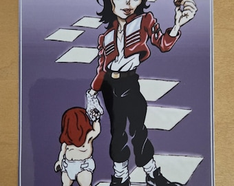 Humorous Michael Jackson & Blanket 3.5×5 Inch Vinyl Glossy Sticker King of Pop