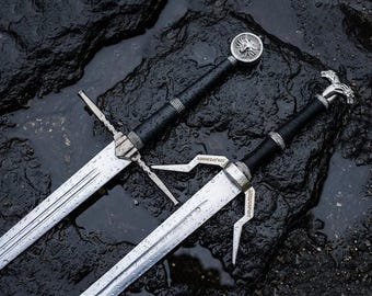 Custom Handmade Witcher3 Wild- Hunt Stainless Steel Sword, Geralt Of Rivia Cosplay  Prop Swords, White Wolf Monster Slayer Blade, Wall Decor