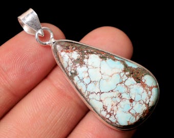 Turquoise edelsteenhanger: 925 sterlingzilveren bohoketting