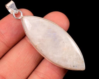 Rainbow Moonstone 925 Sterling Silver Pendant - Handmade
