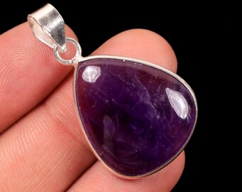 Jeweloporium Collana con ciondolo ovale fatto a mano in ametista