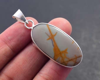 Noreena Jasper Gemstone Pendant, 925 Sterling Silver Pendant, Bezel Jewelry, Grey Precious Cabochon Necklace,
