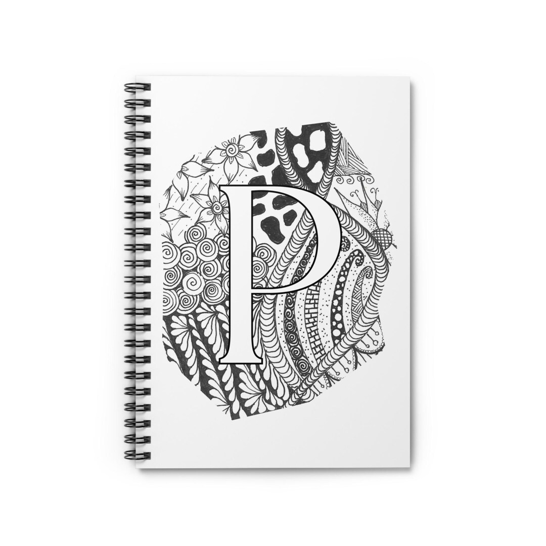 Letter P Monogram Doodle Notebook | Spiral Ruled Journal - Etsy