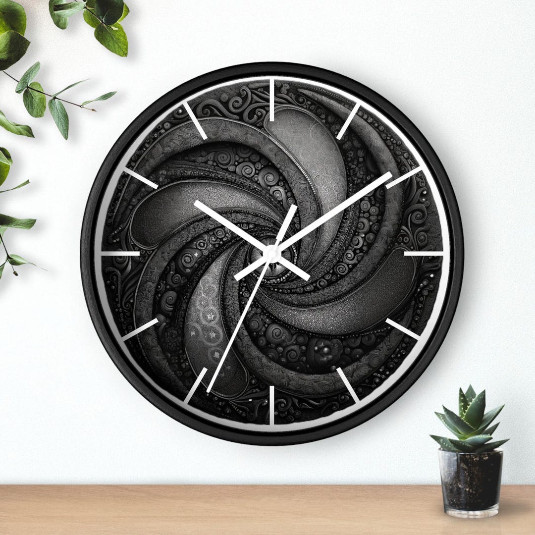 Black and White Wall Clock, Modern Swirl Design, Home Decor - Etsy