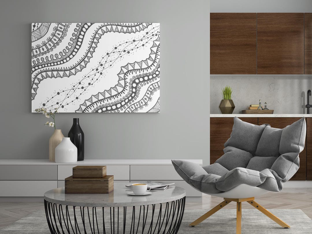 Abstract Black and White Canvas Art: Modern Minimalist Decor - Etsy
