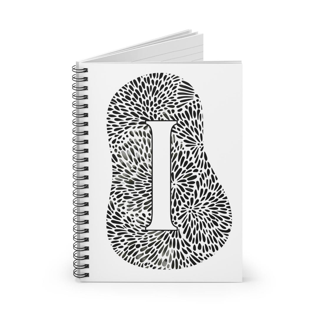 Letter I Floral Doodle Spiral Notebook | Monogram Ruled Journal - Etsy