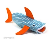 LAST ONE Shark Bag by MinneBites / Toddler Art Storage - Orange Pencil Case - Fish Toy Bag - Rainy Day Kids Art Supplies - Ready to Ship